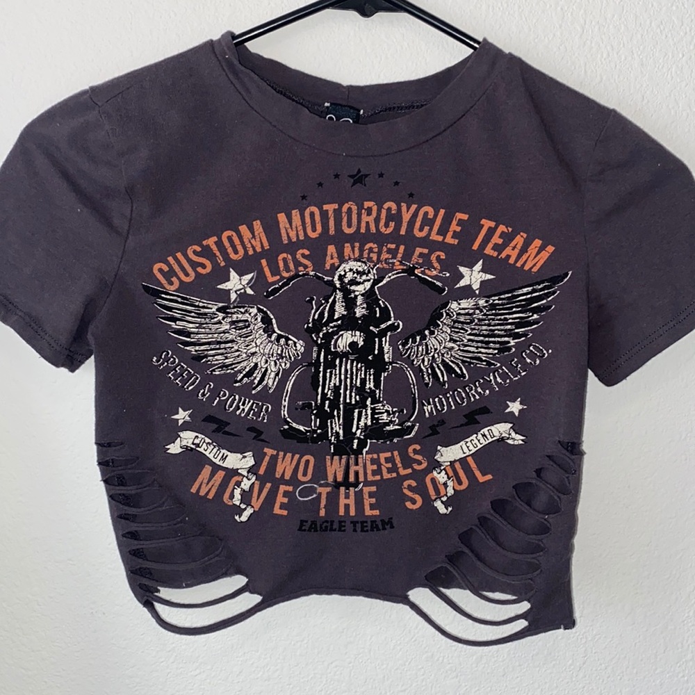 Motorcycle Cut Up Crop Top